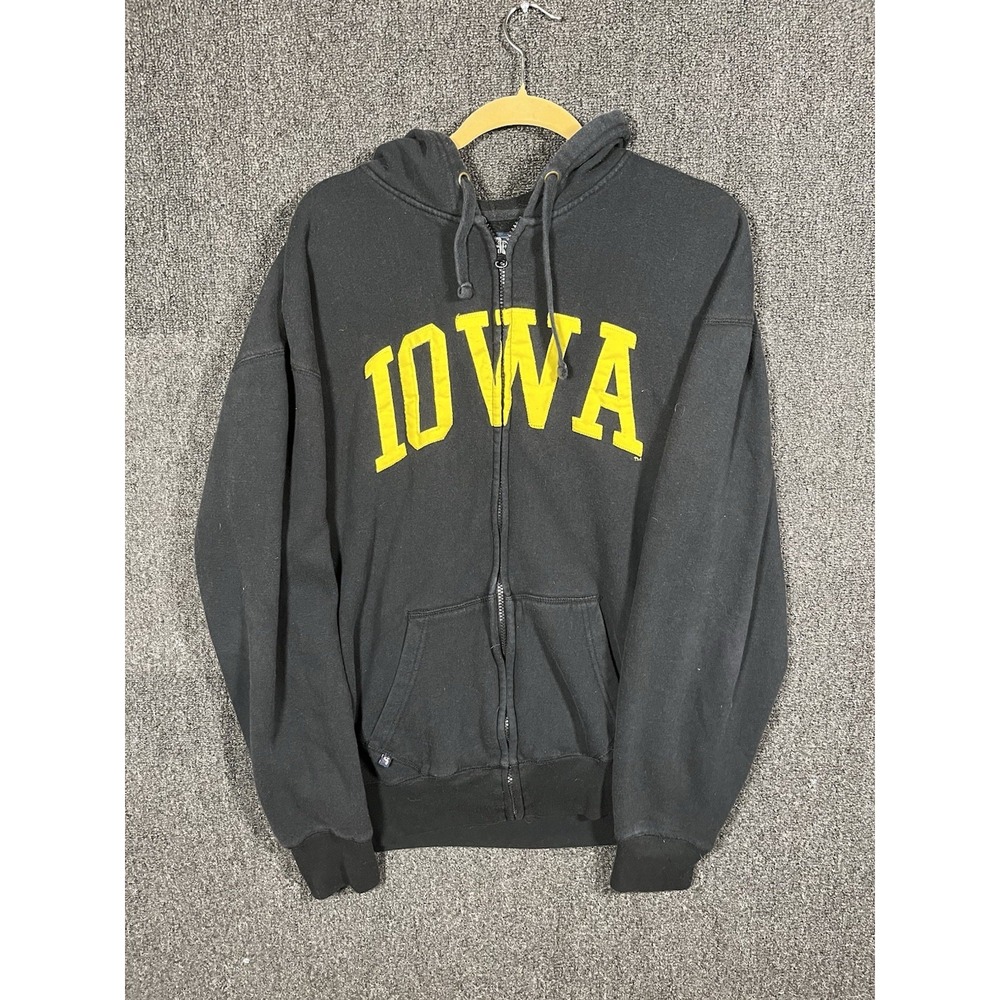 Iowa Hawkeyes Zip Hoodie Sweatshirt Black Yellow Men XL J. America NCAA Full Zip
